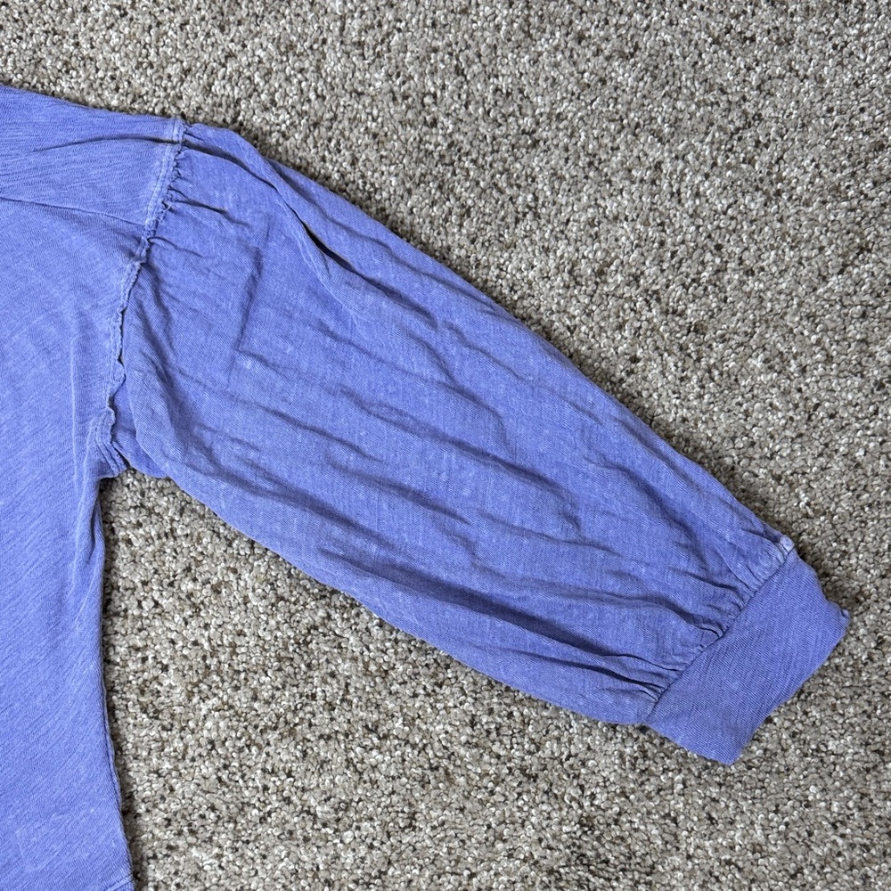 We The Free Rush Hour Linen Blend Periwinkle Long Sleeve Top - Picture 6 of 17